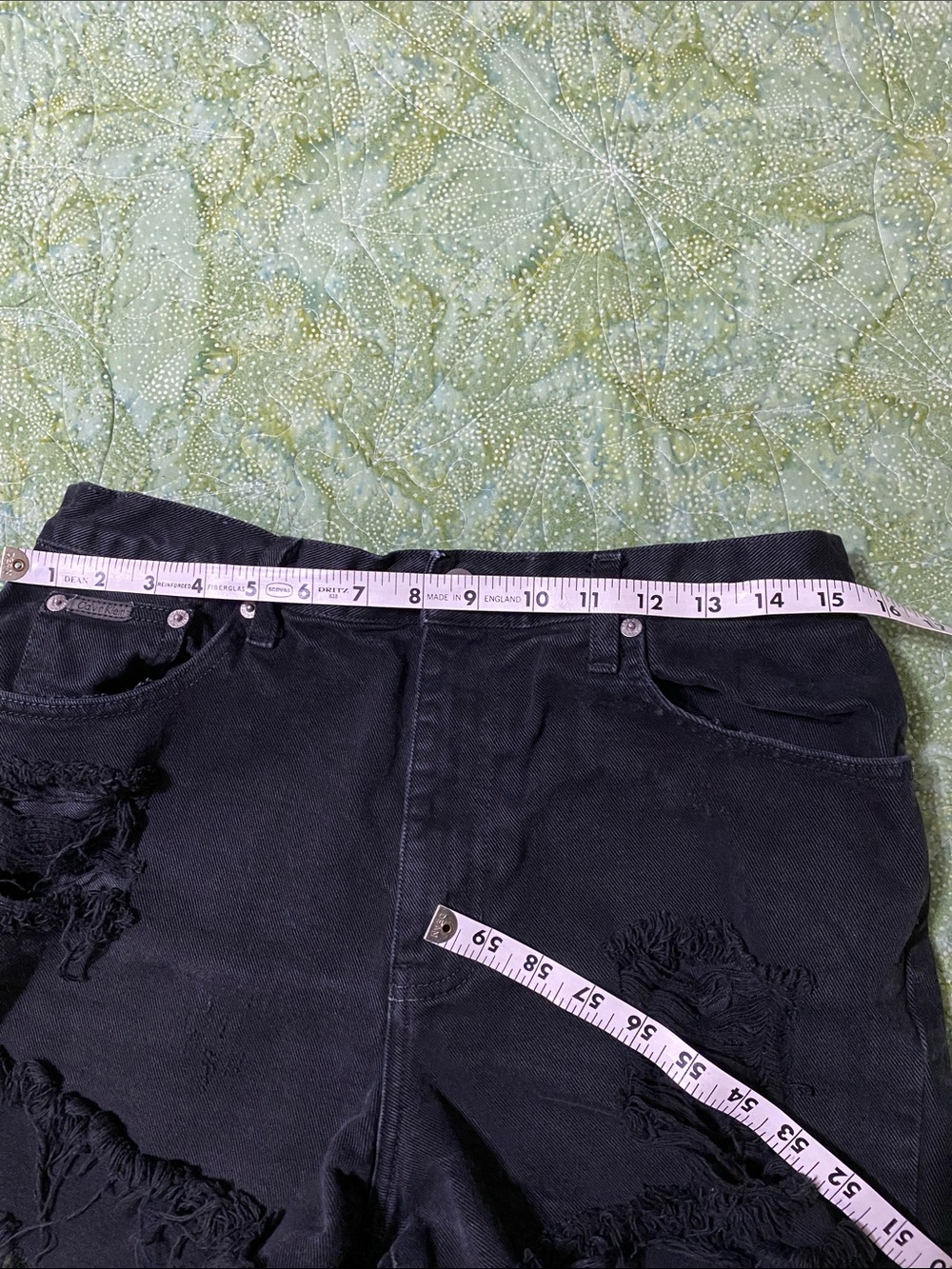 Calvin Klein Black distressed cut off Jean shorts high waisted size 12 Black - Picture 6 of 8
